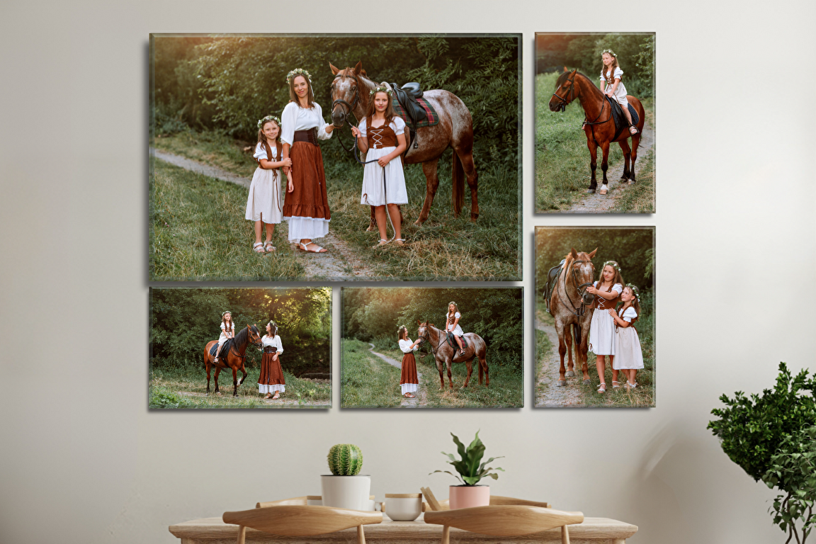 Levně Fotoobrazy sada 5 kusů (1x - 90x60 cm, 4x - 45x30 cm) z vlastních fotografií, Plátno 100% polyester: 240g/m²